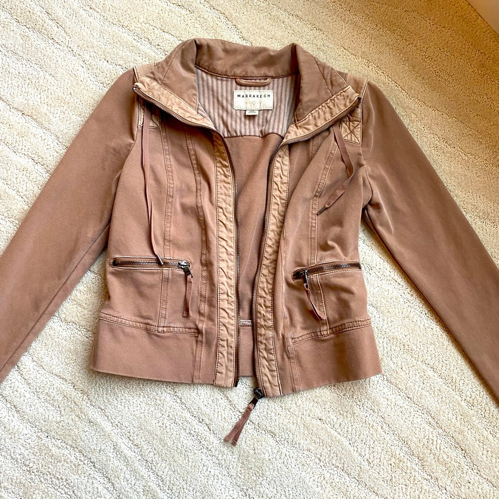 Anthropologie Marrakech Brown Zip-Front Utility Jacket